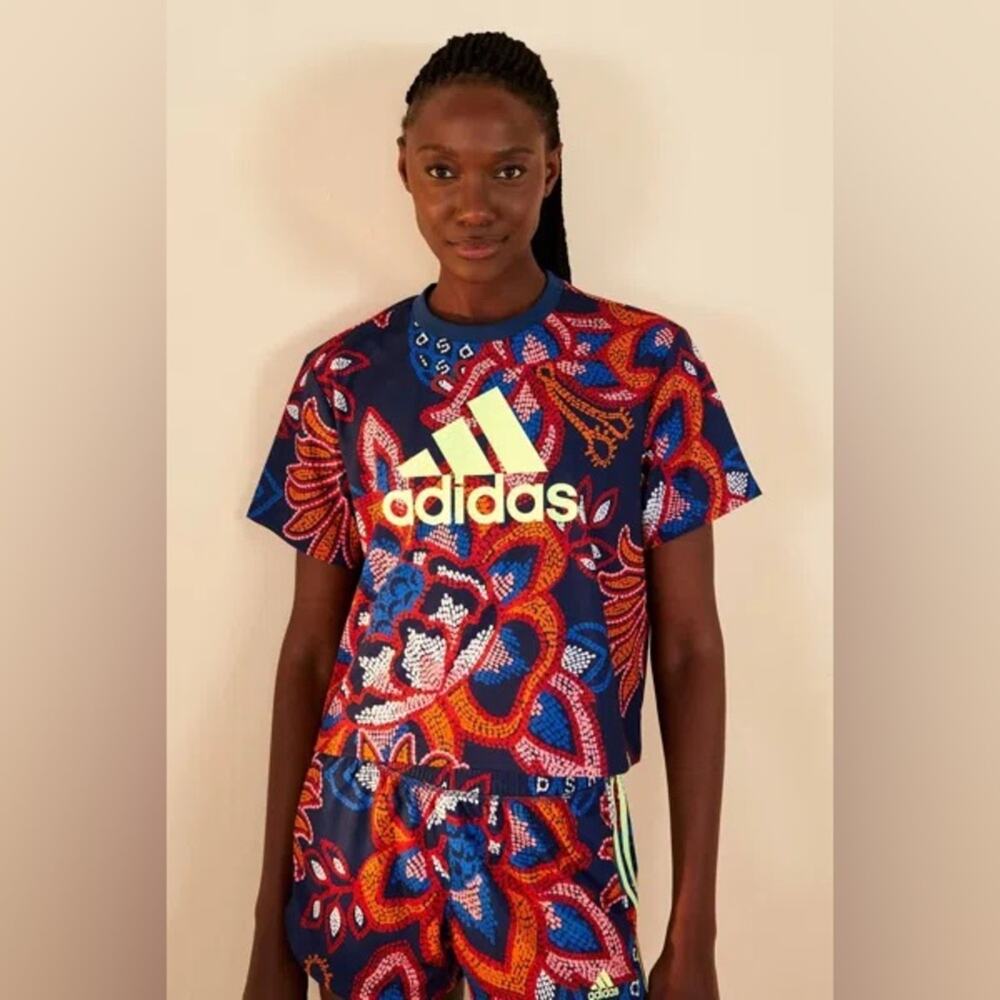 FARM RIO X Adidas Farm Gfx Tee Blue Women's Large - Picture 8 of 8